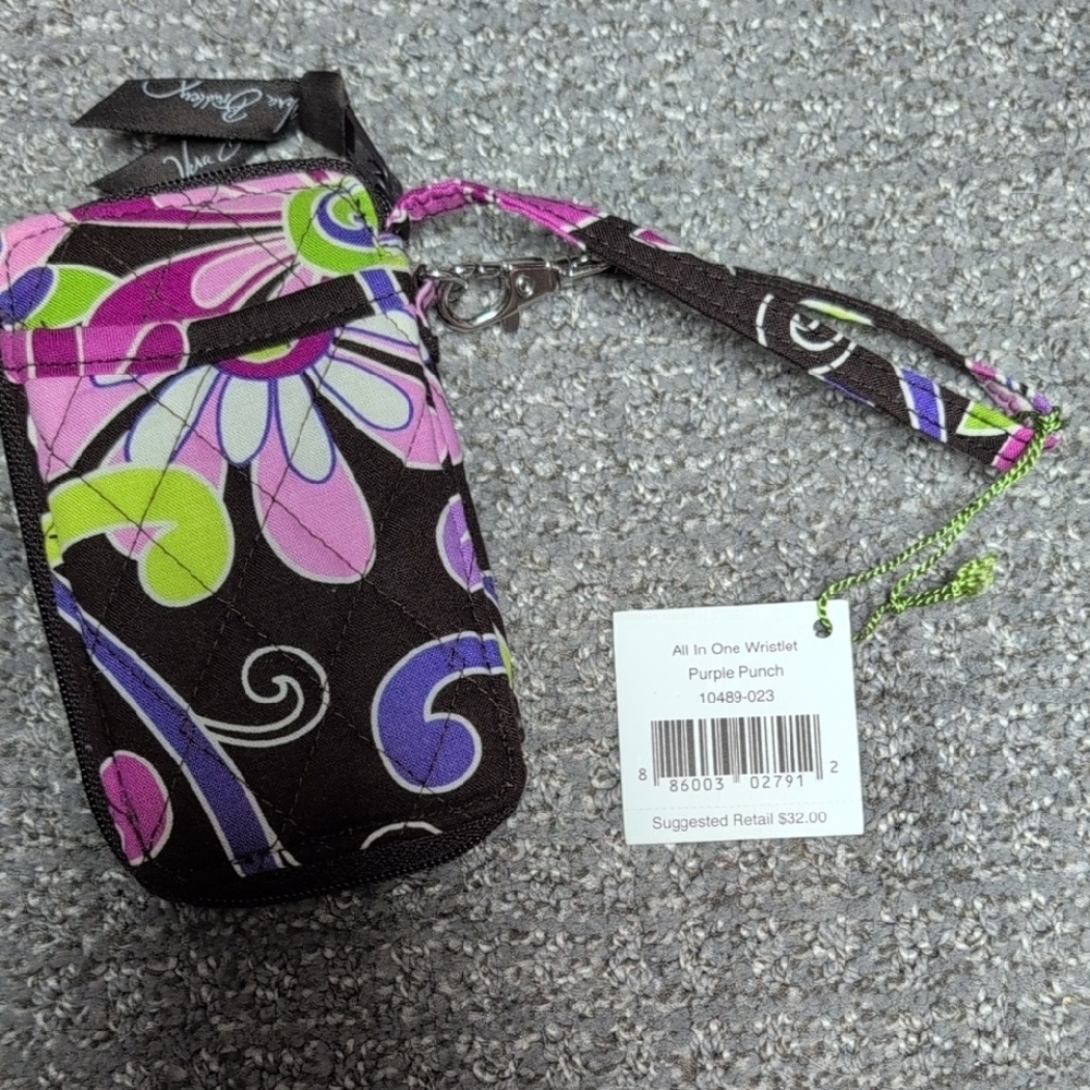 Vera Bradley All In One Wristlet In Purple Punch NWT